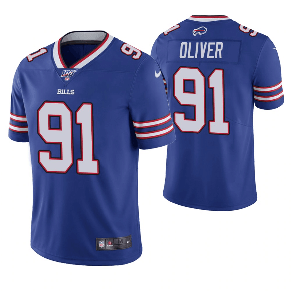 Men's Buffalo Bills #91 Ed Oliver Blue 2019 100th Season Vapor Untouchable Limited Stitched NFL Jersey